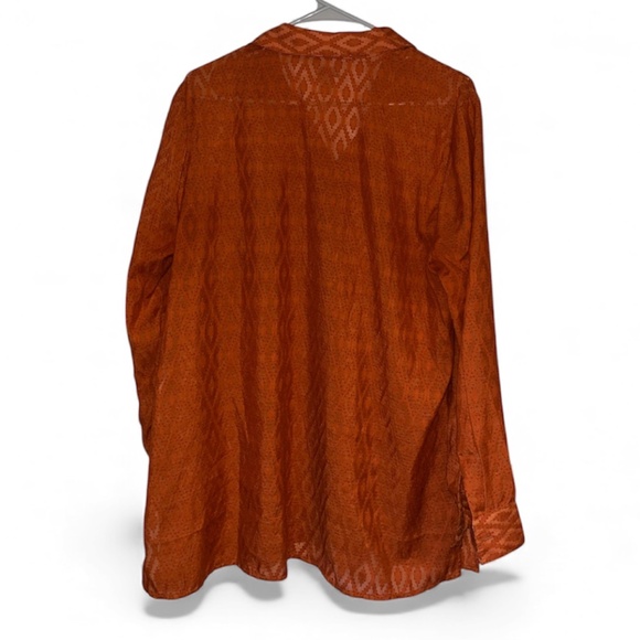 Chico’s Women’s Burnt Orange Button Down Casual Shirt in Textured Fabric Sz-L - Picture 6 of 6